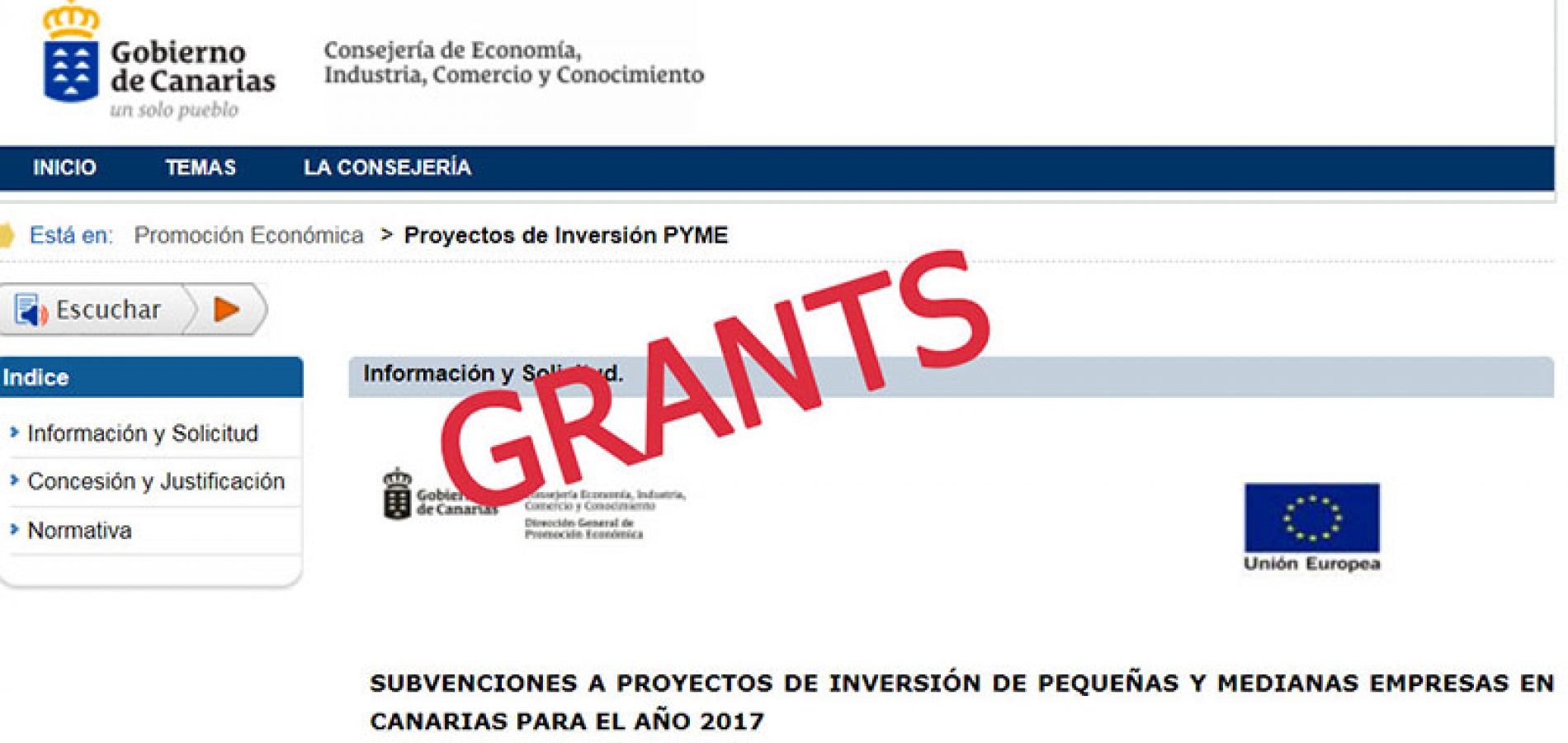 Investments grants for Canarian SME-2017